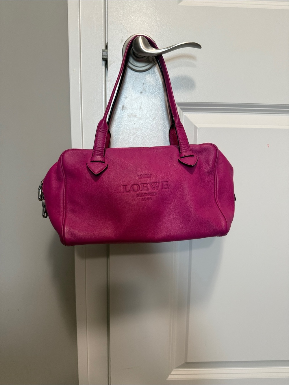 Loewe Pink Leather Boston Satchel Shoulder Bag Madrid 1846